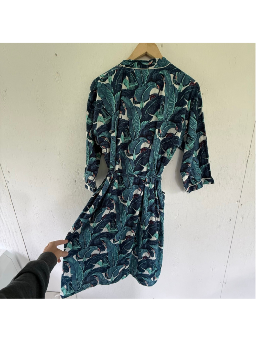 100% Cotton Tropical Banana Leaf Print Robe M/L - Picture 5 of 7